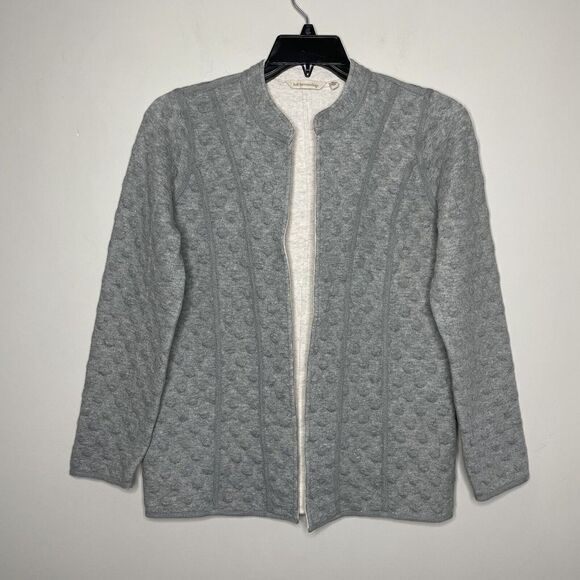 SOFT SURROUNDINGS Jackets Womens XS Gray Amarela Reversible Bubble-Knit Jacquard - Picture 2 of 8